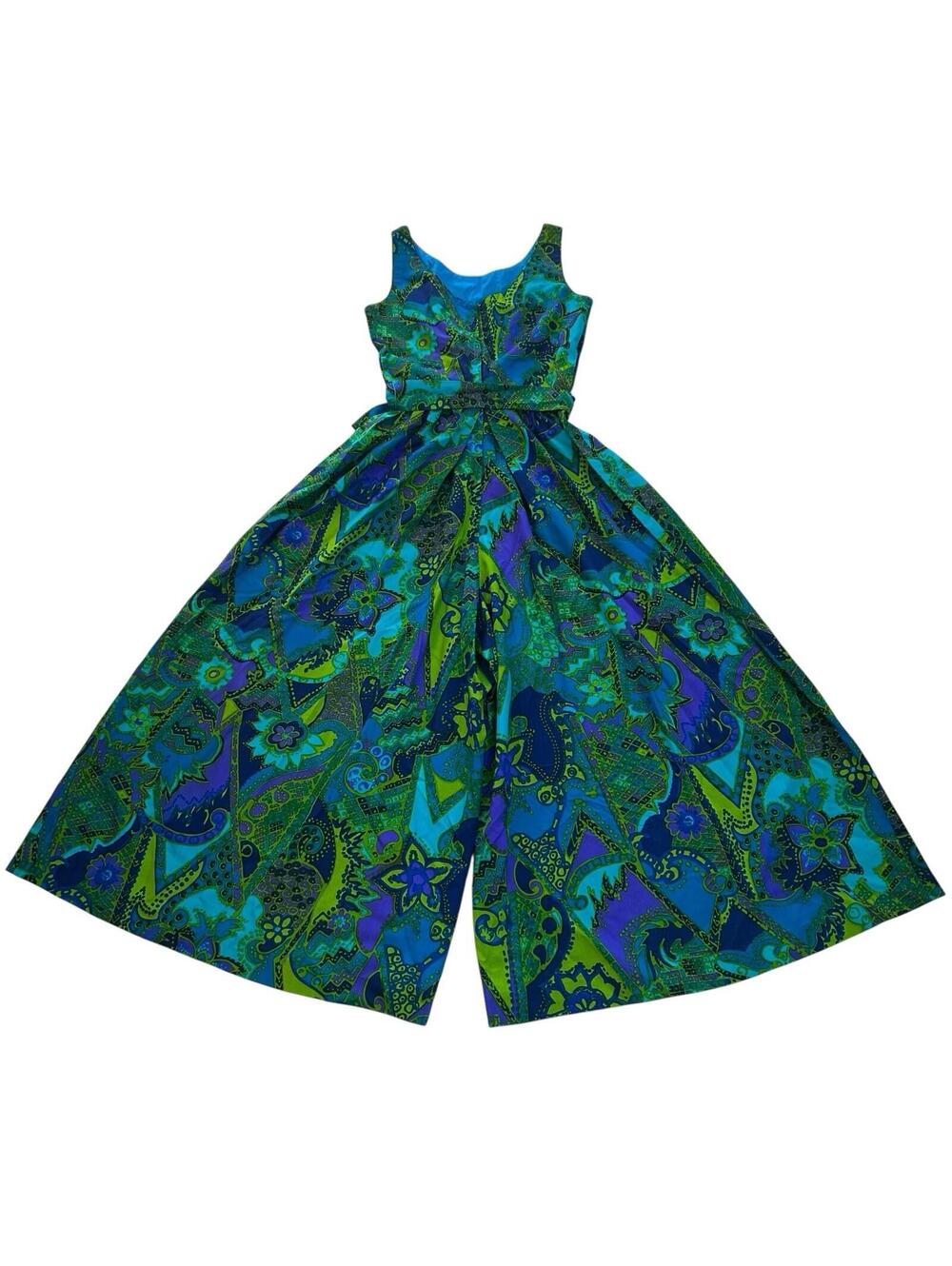Vintage 60s 70s Hawaiian Palazzo Jumpsuit XS S Psychedelic Tiki Mod